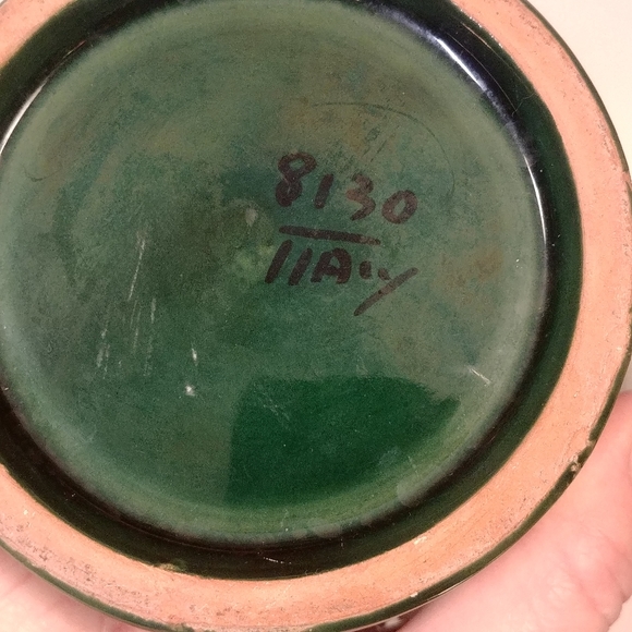 MCM Green Glazed Studio Pottery Ceramic Texture Vase Italy Fratelli Fanciullassi - Picture 5 of 6